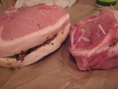 Pork stuffed Pork Chops Preparation