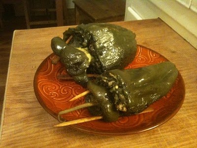 Lamb and Spinach Stuffed Poblanos